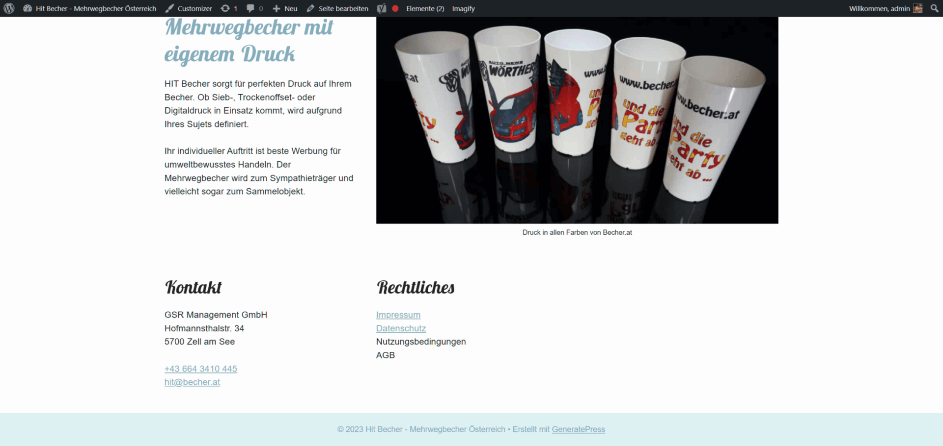 footer as it shows up in the frontend